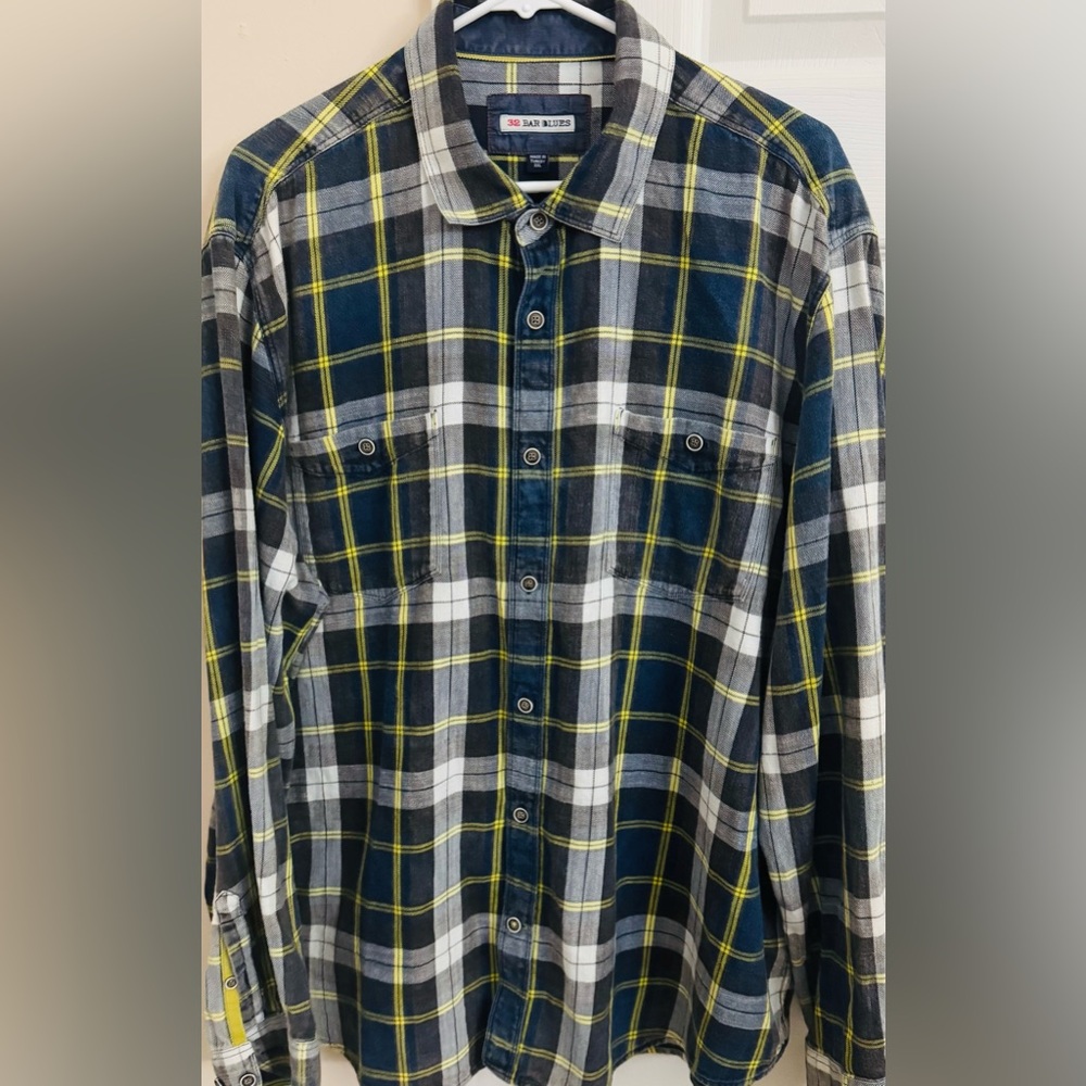 32 Bar Blues Multicolored 100% Cotton Men’s XXL Long Sleeve Button‎ Up Shirt